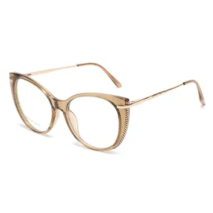 चश्मा 2022 फैशन ऑप्टिकल फ्रेम राउंड कैट आई चश्मा यूनिसेक्स स्पेक्टैकल TR90 फ्रेम क्लियर लेंस