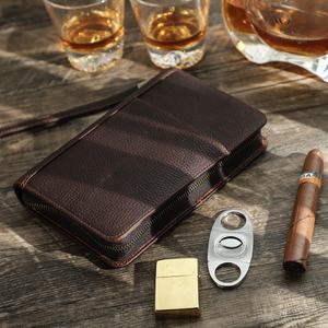 Humidificateur à cigares 3 4 5 6 7 personnalisé étui à cigares en cuir véritable porte-tube avec humidificateur portable Collection de cigares de voyage Combo - Product Image 2