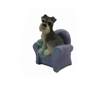 Креативная Статуэтка из смолы, милая собака, животные, статуэтка, фиолетовый диван, шнауцер, скульптура щенка-копилка