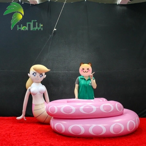 OC พีวีซีเป่าลมรูปงูสีชมพูแบบเป่าลมรูปสัตว์การ์ตูนหางเป็นลอนของงู - Product Image 6
