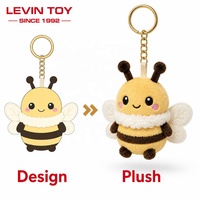 Porte-clés peluche abeille doux très populaire, jouet en peluche personnalisé, animal en peluche sur mesure, fabrication OEM