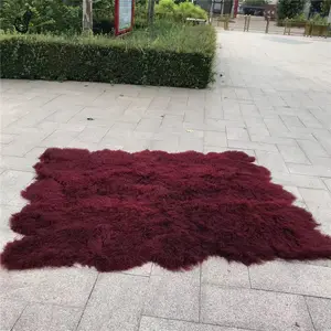 Wholesale Real Mongolian Sheep Fur Fluffy Carpets For Livingroom Tibetan Lamb Fur Floor Carpet Rugs