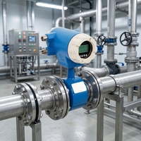 NB-IoT Flange Stainless Steel Electromagnetic Meter Pressure Flowmeter Akurasi Tinggi +/-0.05% 0.55-11 m/s Laju Aliran untuk
