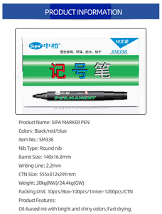 Marqueur permanent Sipa SM338 à pointe ronde, <span class=keywords><strong>encre</strong></span> huileuse colorée, produit pour l'écriture sur papier - Product Image 4