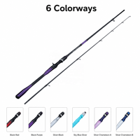 Canne à pêche légère en fibre de verre M Action 1,8m 2,1m, couleurs caméléon, 2 sections, universelle pour leurres, pêche au bar, à la carpe, en lac