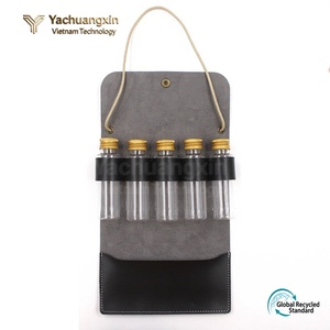 Leather Spice Storage Case with 5 Bottles and Pocket for Seasoning Outdoor Camping Use - Product Image 2