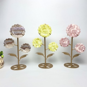 Ornement tournesol en pierres précieuses mélangées sculptées, pour la guérison des chakras, avec support métallique, idéal pour la décoration et les cadeaux (vente en gros) - Product Image 4