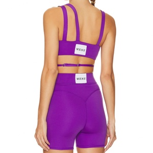 Ensemble de yoga sexy pour femme 2023 : soutien-gorge dos croisé et leggings taille haute moulants en Spandex et Polyester imprimé avec fermeture élastique à la taille - Product Image 6