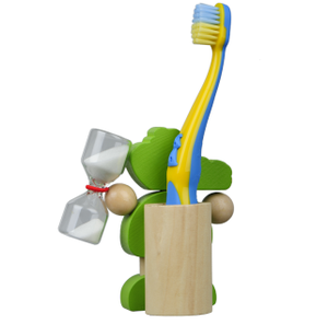 Support de brosse à <span class=keywords><strong>dents</strong></span> en bois <span class=keywords><strong>pour</strong></span> enfants, motif crocodile de dessin animé, avec minuteur de brossage, jouet <span class=keywords><strong>pour</strong></span> enfants - Product Image 3
