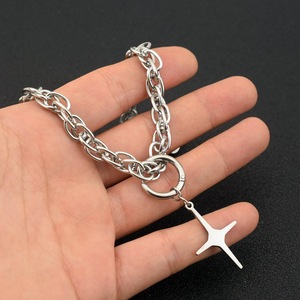 Hot Selling Simple Popular Design <b>Titanium</b> Steel Cross Pendant Necklace Hiphop Silver Plated Unisex's Necklace Trendy Jewelry - Product Image 1