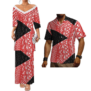 Automne nouveau polynésien Samoan Tribal conception personnalisée femmes grande taille robe Match hommes chemises 2 pièces ensembles de <span class=keywords><strong>tatouage</strong></span> de Couple - Product Image 2