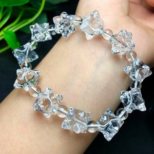 En vrac En Gros 8mm Naturel Clair Quartz Cristal Pierre De Guérison MerKaBa Étoile Méditation Bracelet Bracelet pour Cadeau - Product Image 1