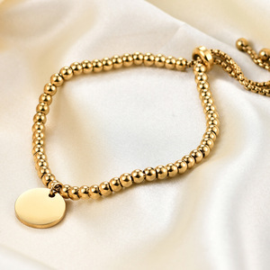 Fashion Round <b>Bead</b> <b>Bracelet</b> 15MM Stainless Steel Adjustable Personalized Gift Unisex Jewelry - Product Image 2