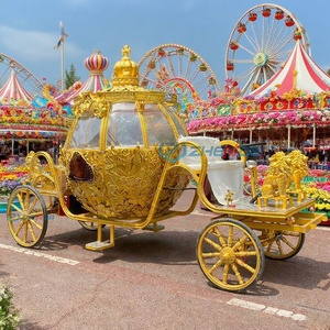 Carruaje Eléctrico Dorado de Fábrica, Carruaje de 4 Ruedas para Turismo, Bodas y Recorridos con Calabazas, Estilo Carruaje de Caballos - Product Image 3