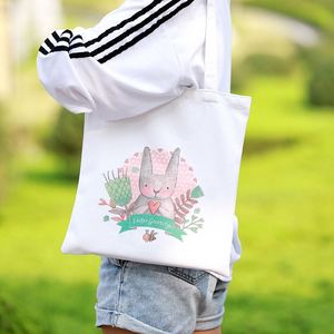 40*35Cm <b>Personalized</b> Gift Canvas Cotton Bunny Shoulder Bag Unique Easter Basket Decoration - Product Image 2