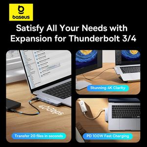 <span class=keywords><strong>Baseus</strong></span> <span class=keywords><strong>Hub</strong></span> <span class=keywords><strong>USB</strong></span>-<span class=keywords><strong>C</strong></span> Dual a HDMI Compatible con 4K 30Hz para Thunderbolt 3/4, <span class=keywords><strong>Hub</strong></span> <span class=keywords><strong>USB</strong></span> 3.0 Tipo <span class=keywords><strong>C</strong></span> de 40 Gbps con SD y TF para MacBook Pro Air - Product Image 3