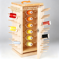 129 bobines (DIY) 360 °   Porte-fils rotatif en bois avec double porte pour la couture et le tressage de cheveux