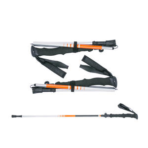 Bastón de Senderismo Plegable de Aleación de Aluminio con Punta de Goma, 3 Secciones, Portátil, para Trekking al Aire Libre, Naranja y Negro - Product Image 2