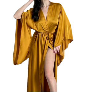 Ladies Morning <strong>Gowns</strong> for Woman Luxury Women's Bathrobe Long Style Design Wide Sleeves Nightgowns Silk <strong>Satin</strong> Kimono Women <strong>Robes</strong> - Product Image 1