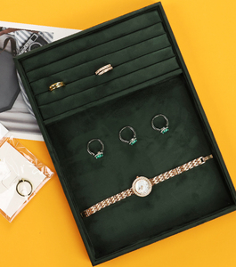 Jinsky bán buôn nhung trang sức hiển thị khay màu xanh đậm màu hồng Vòng khay dịch vụ Khay cho Countertop - Product Image 3