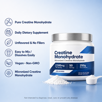 Créatine monohydratée en poudre pour adultes, antioxydant, apportant de l'énergie, améliorant l'immunité, différentes saveurs, 250 g, OEM HALAL