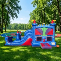 Château gonflable commercial en PVC avec toboggan et aire de saut, taille personnalisable et garantie de 3 ans pour les fêtes d'enfants
