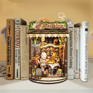 Porte-livres en bois <span class=keywords><strong>3D</strong></span> - Kit de modèle de maison miniature à faire soi-même, décor de bibliothèque Bear Bakery, cadeau créatif pour adultes et adolescents - Product Image 5