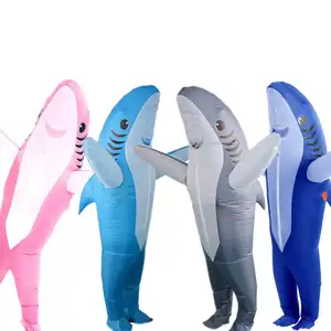 工厂爆炸万圣节表演服装成人和婴儿儿童鲨鱼充气服装角色扮演娃娃服装套装