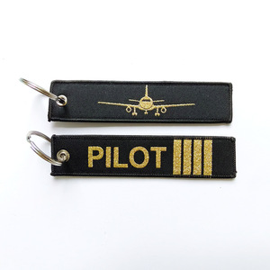 Llavero de Piloto Jinyang, Negro y Dorado, con Logotipo de Aviación Bordado, Doble Cara, Regalo Promocional Personalizado - Product Image 1