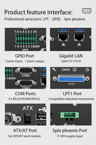 Terminal de servidor de borde industrial resistente I7 1370P Barebone sin ventilador con 2 LAN RS485 GPIO 4G SIM LTE VR AR portátil 1 año de garantía - Product Image 6