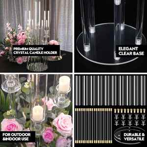 Candelabra Centerpieces for Tables Clear <strong>Candlesticks</strong> <strong>Holder</strong> with Lampshade for Housewarming Gift Fireplace Dinner Decor - Product Image 2