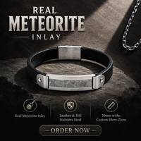 Bracelet en cuir véritable et acier météorite - Fermoir magnétique en acier inoxydable, bracelet de créateur pour homme, vente en gros