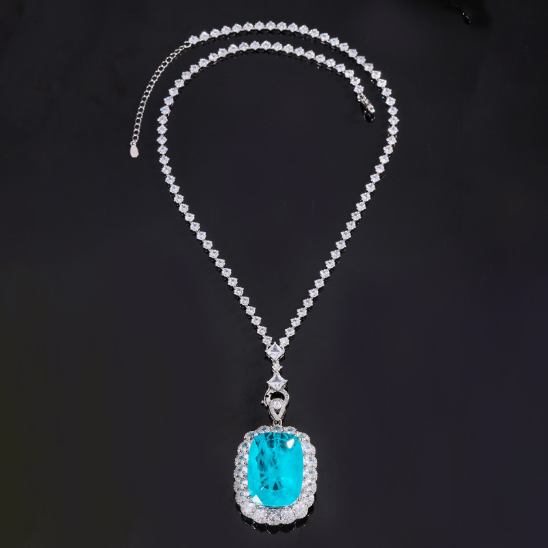White Gold PA blue pendant with all-match chain