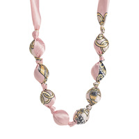 Collier ethnique en fil de soie perlé, motif géométrique, bijoux foulard pour femme