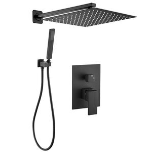 Water Immersion Waterproof Hidden <strong>Wall</strong>-Mounted <strong>Brass</strong> <strong>Shower</strong> Faucet Set Square Accessories Rain Spray Pattern Brushed For Hotels - Product Image 3