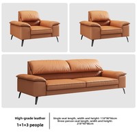 Ensemble de canapés de bureau en cuir de luxe léger avec base métallique pour la maison, le bureau, l'hôtel, l'appartement, l'hôpital - Utilisation commerciale moderne trois places