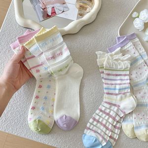 Calzini Estivi da <span class=keywords><strong>Donna</strong></span> a Righe con Fiocco, Fori a Rete e Design a Tubo, Anti-groviglio, Senza Cuciture - Product Image 4