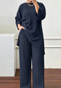 HANO islamico musulmano da donna a manica lunga pantaloni larghi Set tinta unita Casual Arabian Tuerqi 2 pezzi Set semplice - Product Image 2