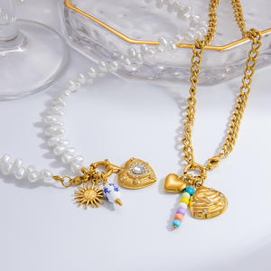 Collar con Colgante de Corazón de Acero Inoxidable Estilo Europeo Americano con Cuentas de Letras de Zirconia, Cadena para Clavícula, Joyería de Regalo de Alta Gama - Product Image 2