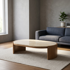 Table basse en teck moderne de style mid-century avec un design durable et écologique, mobilier minimaliste pour salon - Product Image 2