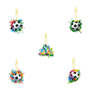 Songwoo Kit de porte-clés d'art diamanté 5D DIY, motif baskets de football colorées, pendentif à strass complets, peinture diamantée sportive - Product Image 5