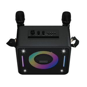 Boomsbass 20W Bằng Gỗ Bluetooth Loa Loa Siêu Trầm <span class=keywords><strong>2</strong></span> UHF Micro Xách Tay Loa Karaoke Hệ Thống Với Dây Đeo Cho Rạp Hát Tại Nhà - Product Image 4