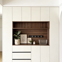 Cuisine Modulaire Moderne Européenne de Luxe, Finition Stratifiée, Panneaux de Portes en Mélaminé, Acrylique et Marbre, Fixation Murale pour Appartement