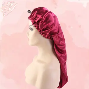 Good Quality Private Label Women's Head Silk Extra Large Satin Wide Stretch Braids Hair Bonnets With Clasp For Little Girls