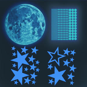 Adesivi Murali 3D Luminosi <span class=keywords><strong>per</strong></span> Camerette Bambini, Decorazione Casa, Stelle e Luna Fluorescenti, Adesivi Fai-da-Te - Product Image 1