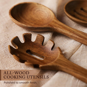 Juego de Utensilios de Cocina de Madera de Acacia Premium, 8 Piezas, para Utensilios de Cocina Antiadherentes, Cucharas de Madera Duraderas - Product Image 3