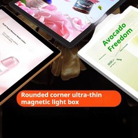 A1 A2 A3 bingkai Poster bioskop dua sisi kotak lampu LED kaca Tempered ultratipis A4 untuk iklan rumah dan perusahaan bercahaya