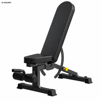 VIXLIGHT BP-010 Soporte para Barra con Plataforma Inclinada, Plana y Declinada para Abdominales, con Polea, Estructura de Acero Resistente y Plegable