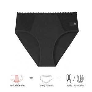 Braguitas Menstruales Green Envoy de Cintura Alta, 4 Capas, con Malla de Puntos y Encaje, a Prueba de Fugas, Biodegradables, de Tela de Cáñamo y Tencel - Product Image 5