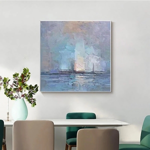 100% dipinto a mano soggiorno Decor paesaggio astratto tramonto moderno di grandi dimensioni personalizzato pittura a olio a mano astratta senza cornice - Product Image 3